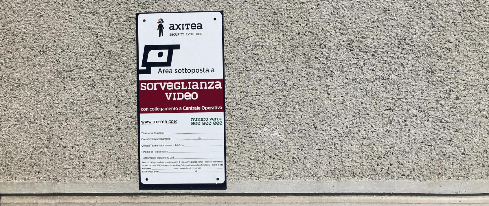 cartello area videosorvegliata axitea